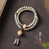 Pulsera Vintage de Semillas de Bodhi Estrella-Luna con Múltiples Círculos y Piedra Shoushan, Joyería Suave para Envolver el Dedo para Hombres y Mujeres
