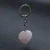 Colgante con Forma de Corazón Transfronterizo 30*12mm Llavero Piedra Natural Cristal Rosa Corazón de Melocotón Joyería DIY Más Vendida