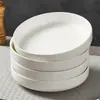 Plato Cerámico Blanco Puro Hondo, Juego de Tazones y Platos para el Hogar, Plato Hondo Simple para Sopa de Gran Capacidad
