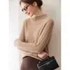 Suéter de cachemira de cuello medio alto 2026 para mujer, otoño e invierno, nuevo, color liso, tejido de ochos, suelto, adelgazante, capa base, venta al por mayor