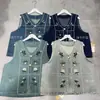 Chaleco de Mezclilla Holgado con Diseño de Bordado Artístico Estilo Japonés Nuevo de Primavera Estilo Retro Campus Chaleco Casual