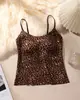 Camisola de Leopardo com Veludo Plus Size para Outono e Inverno Lingerie Feminina Temperatura Constante Forro Sem Costura Camada Interna Quente Roupa Externa Bojo Integrado Camada de Base