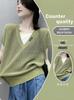 Jersey de punto de seda de hielo para mujer, de dos piezas, transpirable, fino, con corte falso, de manga corta y cuello en V, novedad de verano de 2024