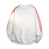 Sudadera de manga larga informal deportiva a rayas con retazos y cuello redondo para hombre, para primavera y otoño