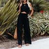 Em Estoque 2026 Verão Europeu e Americano Aliexpress Amazon Casual Calça Longa Ampla de Algodão e Linho Popular de Cintura Alta Solta para Mulheres