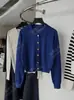 DestacadoCorriste 26 Cardigan Corto de Punto Mezcla de Lana Estilo Pequeño Chanel Reductor de Edad Retro Otoño Temprano con Solapas