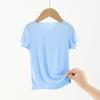 Camiseta de verano para niños Nueva de manga corta Estilo coreano Bebé cuello redondo holgada color puro modal Bebé niña
