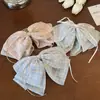 Presilha de Cabelo com Laço de Xadrez Doce para Rabo de Cavalo, Grampo de Cabelo Novo Estilo Levemente Luxuoso e de Alta Qualidade, Grampo de Cabelo da Moda na Parte de Trás da Cabeça