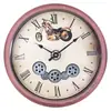 Reloj de Pared Jumbo 43cm Sala de Estar Bar Reloj de Pared Estilo Mecánico Decorativo Europeo Engranaje Giratorio Reloj de Gran Tamaño