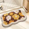 Tapete de Chão Floral Fresco e Simples para Entrada de Casa, Tapete Antiderrapante para Quarto e Banheiro, Fácil de Cuidar, Tapete de Chão de Caxemira Sintética