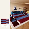 Alfombra de Lunares Retro para Sala de Estar y Dormitorio, Imitación Cachemira, Letras de Corazón Azul, Alfombra Geométrica Antideslizante para Habitación, Alfombra Resistente a Manchas para Mesita de Noche