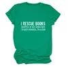 Rescato Libros Amazon Ebay Sitio Independiente Casual Simple Cómoda Camiseta de Manga Corta con Cuello Redondo para Mujer