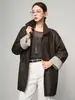 Chaqueta auténtica de cuero genuino Haining para mujer, nueva colección primavera/otoño 2026, chaqueta de cuero de oveja de longitud media, estilo moderno