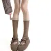 Calcetines altos de algodón con puño, bloques de color, estampado de burbujas, patchwork, apilados, estilo japonés, versátiles, sin pie, para primavera/otoño