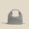Bolso de Mano Brillante con Pedrería y Perlas Estilo 2026 con Cadena y Bolso de Noche Adornado con Pedrería, Bolso Cruzado de Hombro Único para Mujer con Pedrería