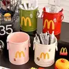 Maimen m Soporte para bolígrafos de escritorio Decoración linda de escritorio para estudiantes Papelería de oficina Almacenamiento para brochas de maquillaje Plástico