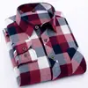 Camisas Casuales de Cuadros para Hombre Tallas Grandes Estilo Europeo y Americano, Camisas de Manga Larga Cepilladas, Modernas