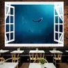 Tela de Fondo en Vivo Ventana de Piso a Techo Extensión Visual del Espacio Tela de Pared Mural Tapiz Sala de Estar Paisaje Marino Ventana Falsa Tela Colgante