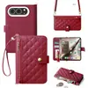Adecuado para Apple Duo, funda de teléfono plegable con cordón, a prueba de caídas, correa de muñeca para iPhone Duo, funda tipo cartera tipo flip, funda de cuero con patrón de diamantes