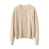 Suéter de cashmere feminino 100% cashmere 26 novo outono e inverno malha 12 cardigã bordado versátil moderno quente gola redonda
