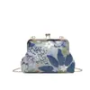 Bolso cruzado nuevo para mujer, bolso de lino, malla tejida, empalme, bordado, boca de clip de moda, bolso de mano simple para mujer