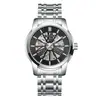 Reloj Mecánico con Correa de Acero, Reloj Mecánico Redondo para Hombres de Negocios con Correa de Acero y Manecillas Luminosas 8215