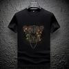 Verano Nuevo Caliente Diamante de Moda Marca Manga Corta Gama Alta Seda de Hielo Camiseta Marca de Moda para Hombre Cuello Redondo Tencel Mercerizado Media Manga