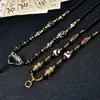 Cordão de Lanyard Feito à Mão de Xizang Estilo Étnico Pingente de Cartão de Buda Thangka Corrente Contas Pretas Colar Colorido Retrô Unissex