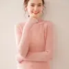 Suave y Sedoso Cachemir de Bebé Tejido de Punto para Mujer Cuello Alto Medio Tejido de Punto Delgado para Poner Debajo Otoño e Invierno Tejido de Punto de Lana Sin Costuras
