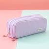 Estuche para Lápices de Gran Capacidad con Doble Apertura Estilo Coreano Simple Caja de Papelería para Estudiantes de Secundaria y Preparatoria Estuche de Lona Multifuncional de Tres Capas
