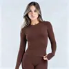 Yuyuan Totalmente Fosco Nylon com Buraco para Polegar Justo Manga Longa Alta Elasticidade Absorvente de Suor Sem Costura Fitness Yoga Manga Longa