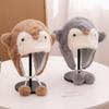Gorro de invierno para niños, nuevo y cálido gorro Lei Feng, grueso, resistente al viento y esponjoso, con diseño de pingüino de dibujos animados coreanos y protección para las orejas.