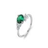 Elegante S925 Prata Esterlina Novo Esmeralda Zircão Brincos Anel Feminino Retro Luz Luxo Elegante Jóias terno
