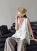 JuZhi Verano Nuevo Estilo Coreano Camisa de Cordones con Cuello en V para Mujer, Chic Top sin Mangas de Nicho Francés Maduro 50190