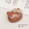 Accesorios de Resina para Manualidades de Dibujos Animados Estampado de Leopardo Cabeza de Gato Pegamento de Crema Pasador Funda de Teléfono Hebilla de Zapato Llavero Colgante Accesorios