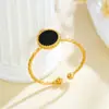 Anillo Plano Ultradelgado para Mujer de Acero Inoxidable 304, Anillo de Esmalte Negro y Blanco, Joyería Sencilla y de Moda, Tendencia, No se Desvanece