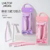 LMLTOP 2 traje combinado de decoración de cejas cuchillo rastrillo en forma de T cuchillo de afeitar herramienta para recortar cejas LLT02