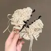 Elegante Rizo de Encaje Lunares Chifón Pinza Perezosa de Plátano Pasador Dulce de Múltiples Capas Elegante Accesorio Vertical para el Cabello