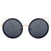 Gafas de sol para mujer Jamie 9015 Hechas a medida con Orejas de Gato y Montura Redonda, Gafas de Moda Ultraligeras Estilo Callejero de Moda