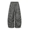 Calças Camufladas Scimitar Soltas para Homens, Estilo Retro Americano High Street, Calças Esportivas Casuais Paratrooper Pregueadas, Calças Longas Soltas de Pernas Largas
