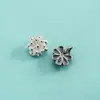 Pingente de Flor de Gardênia em Prata de Lei S925 Miçanga Espaçadora Dupla Flor Pulseira de Corda Trançada DIY Feita à Mão Pulseira de Cristal Pingente de Flor