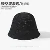 Sombrero de pescador de punto hueco estilo coreano para mujer, transpirable y adelgazante, adecuado para primavera y verano, protector solar, sombrero tipo cubo versátil estilo japonés