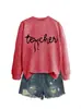 Amazon eBay sitio independiente moda casual simple versátil mujer estilo tech otoño e invierno cuello redondo manga larga sudadera