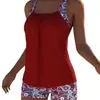 2027 Tankini Traje de Baño para Ocultar el Vientre Estilo Nuevo Transfronterizo Europeo y Americano Floral con Tirantes Espalda Descubierta Adelgazante Traje de Baño de Dos Piezas para Mujeres