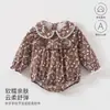Ropa para Bebé con Estampado Floral y Cuello Camisero, Adecuada para Primavera y Otoño, Ropa de Casa de Manga Larga Sin Costuras de Algodón Puro para Recién Nacido