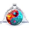 Colar de fofoca Yin Yang Preto e Branco feminino all-match pedra do tempo pingente Taiji borboleta moda corrente de suéter joia atacado