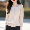 Cárdigan de cuello redondo para principios de primavera y otoño, suéter de punto Andy para mujer, suéter decorado con pedrería, nuevo abrigo elegante de cuello en V para mujer