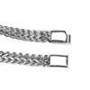 Pulseira Corrente Positiva e Negativa de Aço Titânio Tendência Europeia e Americana Pulseira Masculina Pulseira com Fivela Magnética de Corrente Dupla Quadrada Tecida de Aço Inoxidável