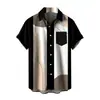 Camisa Masculina Europeia e Americana Transfronteiriça Nova de Verão com Estampa Digital 3D Havaiana Casual de Manga Curta com Lapela Roupa Masculina