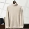 Suéter de Cachemira de Montaña Grueso Plano de Hilo Doble de Siete Agujas para Hombre, Jersey de Cuello Alto de Color Sólido, Camiseta Base de Lana Tejida para Hombre